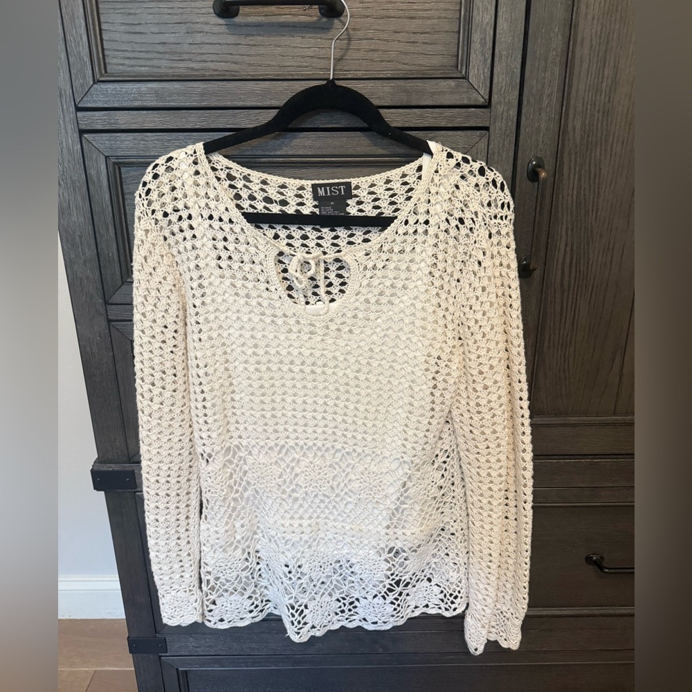 Mist Cream Crochet Sweater